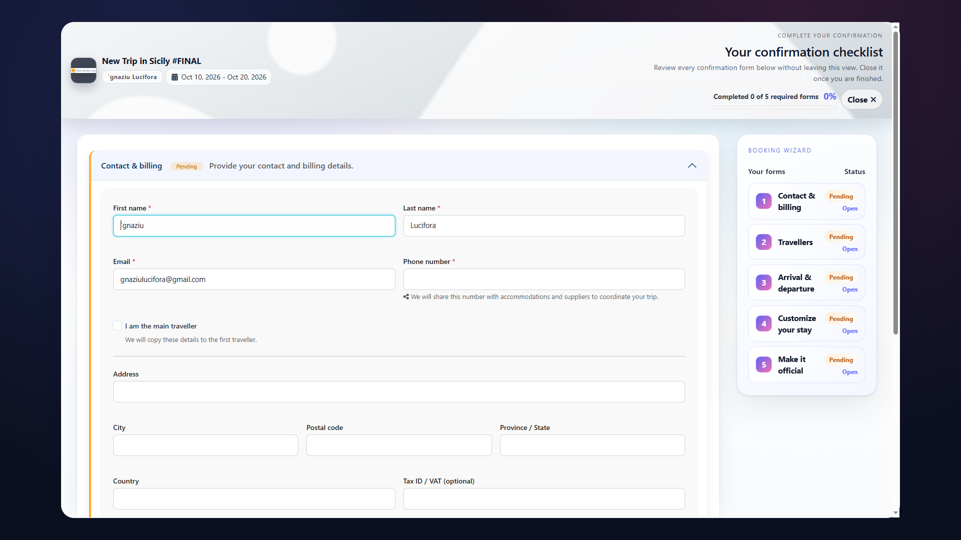 Collect traveller details without chasing information by email.