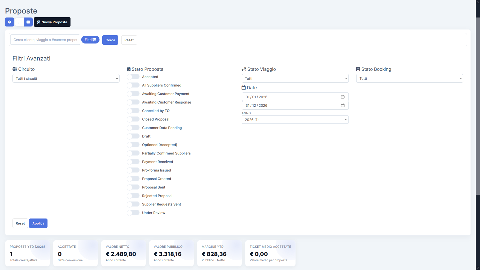 Track each proposal with more clarity from draft to next action.