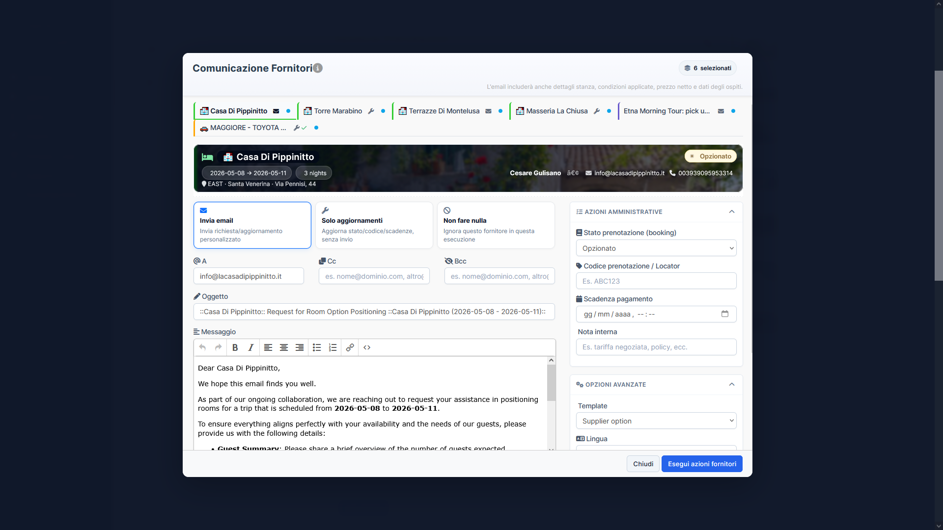 Keep supplier coordination inside the same operational system.